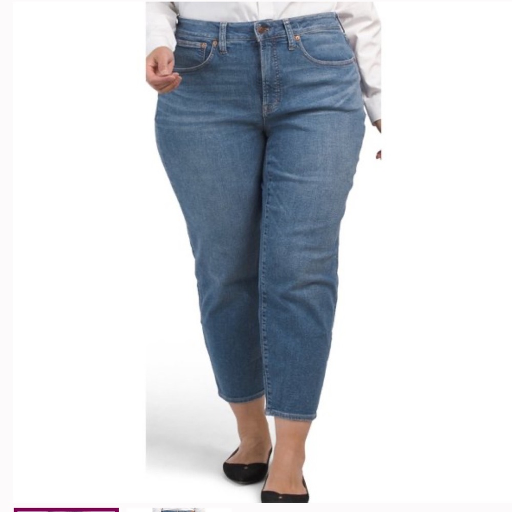 Madewell the high rise slim boy jeans plus size 28W Classic Blue crop length